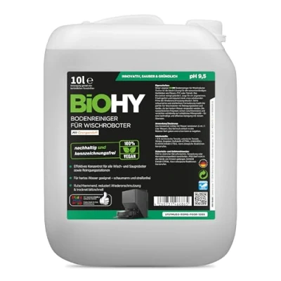 Immagine di BiOHY detergente per pavimenti robot, stazione con profumo arancione (contenitore da 10 litri), concentrato tutti i robot pulitore e aspirapolvere funzione bagnata, braccio di