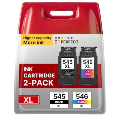 Immagine di PG 545XL CL 546XL Nero e Colore Cartucce Sostituzione per Canon 545 546 XL Pixma MX490 MX495 MG3050 MG2950 MG2450 TR4550 TS3150 TR4551 MG2550 MG3053 iP2850 Stampante (1 Nero, 1 Tri colore)
