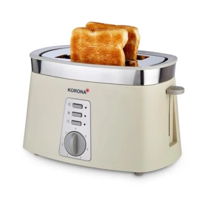 Immagine di Korona 21205 Tostapane I 2 fette colorato beige sabbia grigio scongelare riscaldare 920 watt attacco per panini vassoio raccogli briciole sistema di centratura delle pane