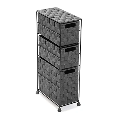 Immagine di VERSA Mannheim Mobile Bagno, Mobiletto Bagno Salvaspazio, Mobiletti, Cassettiera con 3 cassetti per organizzare, Misure (A x L l) 57 28 15,5 cm, Nylon, Colore Grigio Chiaro