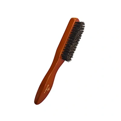 Immagine di VinBee Slick Back Brush Spazzola per capelli afro, bagnati o ricci, con setole morbide, donne e uomini, di cinghiale, manico in legno