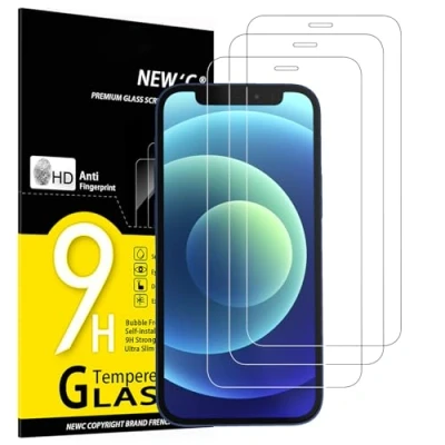 Immagine di NEW&#039;C 3 Pezzi, Vetro Temperato per 12 Mini 5,4 Pollici, Pellicola Prottetiva Anti Graffio, Impronte, Senza Bolle, Durezza 9H, 0,33mm Ultra Trasparente, Resistente