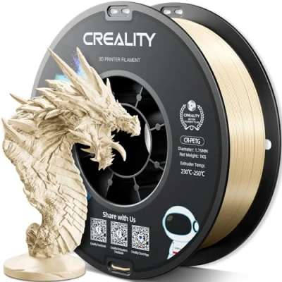 Immagine di filamento ufficiale per stampante 3D Creality PETG, 1,75 mm, 1 kg, alta precisione, forte resistenza, inodore, flusso migliore, resistente all&#039;umidità, Ender stampa (beige)