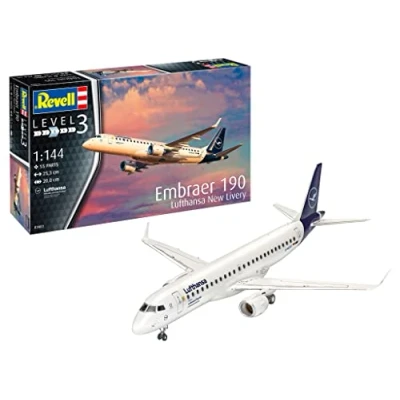 Immagine di Revell Embraer 190 Lufthansa New Livery Other License Veicolo Kit di Modelli in plastica, Multicolore, 1/144, 03883