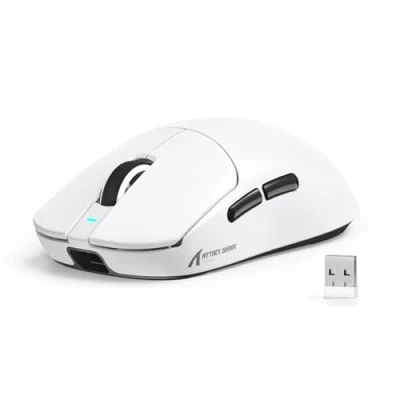 Immagine di MAMBASNAKE X ATTACK SHARK X8SE 55g Mouse da gioco wireless ultraleggero Fino a 25000DPI,sensore PAW3311,Tri mode BT/2.4G/USB C,80 milioni di clic,accelerazione 40G,500mAh,driver web,per Win/Mac Bianco