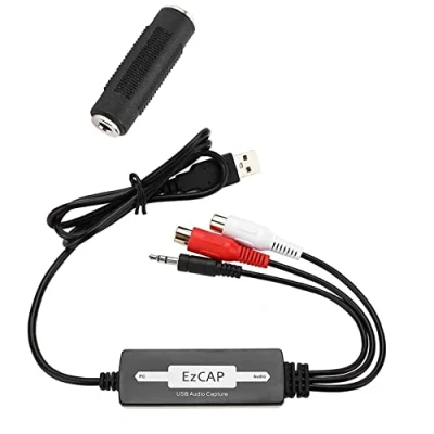 Immagine di GRACETOP Audio USB Capture, La Scheda del Registratore di Acquisizione Converte Le Cassette dei Giradischi in MP3/WAV, Supporto per Windows XP/Vista / 7/8 8.1/10 e Mac