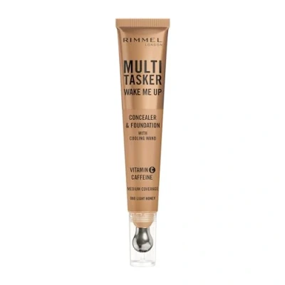 Immagine di Rimmel Multi Tasker Wake Me Up, 060 Light Honey, Correttore &amp; Fondotinta, Illumina, Corregge, Copertura modulabile, Finish Radioso, Formula Vegana, 20ml