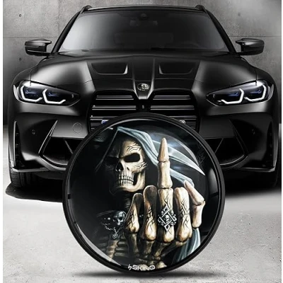 Immagine di Biomar Labs 1 x Stemma Compatibile con BMW Emblema Cappuccio Anteriore Cofano Posteriore del Bagagliaio 82 mm 51148132375 Teschio Skull EO 25