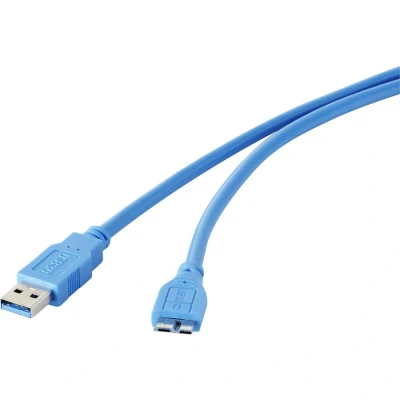 Immagine di USB 3.2 Gen 1 (USB 3.0) [1x Spina A 1x Micro B 3.0)] 1.00 m Blu contatti connettore dorati Renkforce