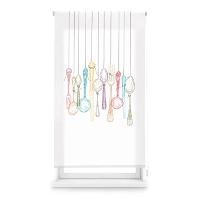 Immagine di Blindecor Digital Cucina Tenda avvolgibile traslucida con stampa digitale Modello Cutlery 90 x 180 cm (larghezza per altezza) Dimensioni del tessuto 87 175 Tende finestre