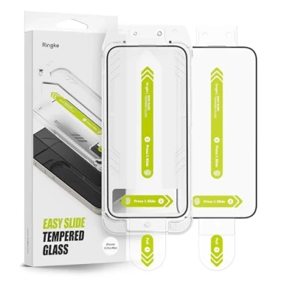 Immagine di Ringke Easy Slide Tempered Glass (2 Pezzi) Pellicola Protettiva Compatibile con iPhone 15 Pro Max, Infrangibile Vetro Temperato Proteggi Schermo Strumento di Installazione Facile