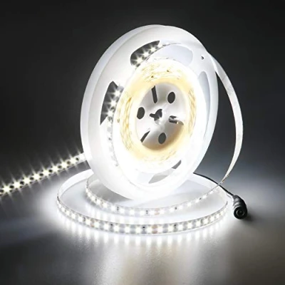 Immagine di JOYLIT 24V Striscia LED 5 Metri 6000K Bianco Freddo 7500LM Alta Luminosità CRI 92+, UL CE PRO 2835 SMD 120LEDs/M 90W Flessibile IP20 Non Impermeabile Adesiva Nastro Luce per Commerciale, Casa