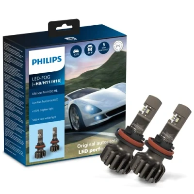 Immagine di Philips Ultinon Pro9100 Lampadina LED per fari auto (H8/H11/H16), +350%, 5.800K, set di 2