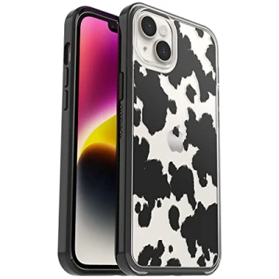 Immagine di Otterbox Cover per iPhone 14 Plus Symmetry Clear, resistente a shock e cadute, sottile, testata 3x MIL STD 810G, protezione antimicrobica, Cow Print
