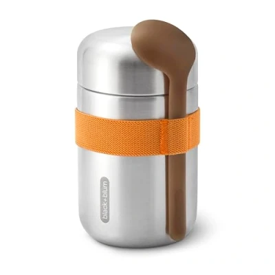 Immagine di Black+Blum Food Flask Orange Thermos per Alimenti in Acciaio Inox con Doppia Camera sottovuoto, Metallo, Arancione, 400 ml, unità
