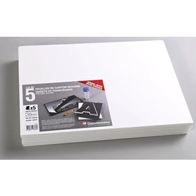 Immagine di Clairefontaine 193669C Confezione 5 fogli Carton Mousse 29.7x42 cm, spessore 10 mm, bianco