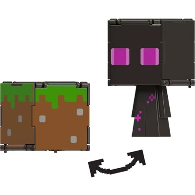 Immagine di Mattel Minecraft Flippin&#039; Figs Figures Collection con Fidget Play 2 in 1, scala 9,5 cm, teste grandi e design pixelato (i personaggi possono variare)