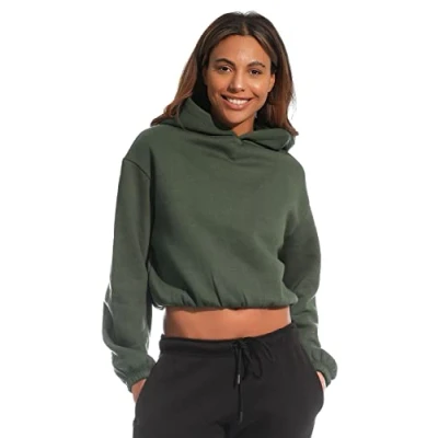 Immagine di Light &amp; Shade Felpa Corta con Cappuccio da Donna, Verde Scuro, L