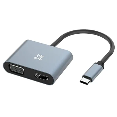 Immagine di Xtrememac Adattatore USB C a HDMI e VGA, doppio display, 4K Ultra HD (HDMI) Full (VGA), MacBook Pro/Air M1, iPad Pro/Air/Mini 6, Dell Xps 13/15, struttura qualitativa in alluminio