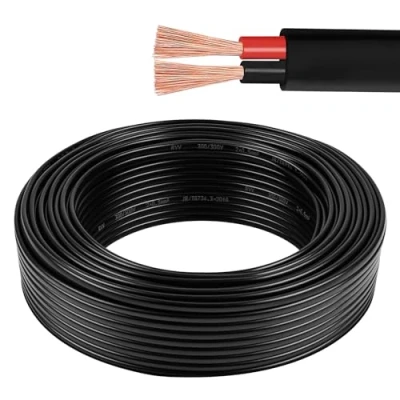 Immagine di AOHEWEI Cavo Piatto Doppio a 2 Conduttori 2x0.5mm² Elettrico in Rame 5V 12V 24V 60V, per Barche Automobilistiche Rosso/Nero Parete Sottile 5/10/20/50 Metri