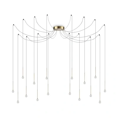Immagine di Ideal Lux LUCCIOLA Plafoniera a sospensione grappolo LED 16 luci in ottone, 3000K, non dimmerabile