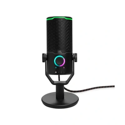 Immagine di JBL Quantum Stream Studio, Microfono a Condensatore USB Professionale Capsula Tripla per Streaming, Registrazione e Gaming, 4 Pattern Polari, VU Meter RGB, Compatibile con QuantumEngine
