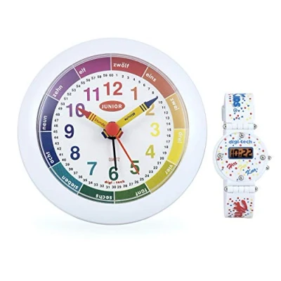Immagine di DigiTech con Una Sveglia Digitale Orologio per Bambini, Plastica, Bianco, 10 x 4 cm