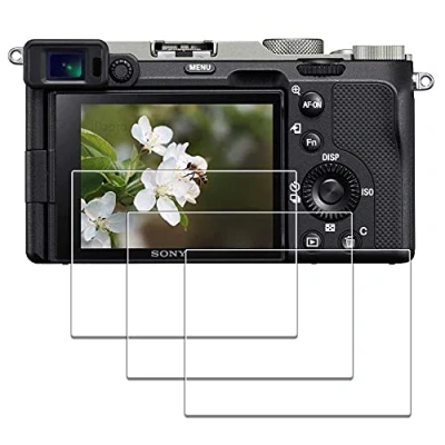 Immagine di iDaPro Pellicola proteggi schermo per Sony Alpha A7C A7 III A7S 7C A7III A7SIII A7SM3 [non II] [confezione da 3+1] in vetro temperato, facile installazione