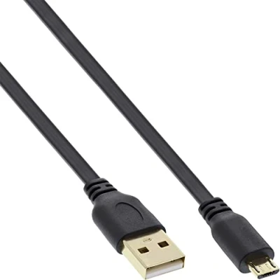 Immagine di InLine 21457 Cavo Micro USB 2.0, Piatto, Type a Maschio B Maschio, 3 m, Nero