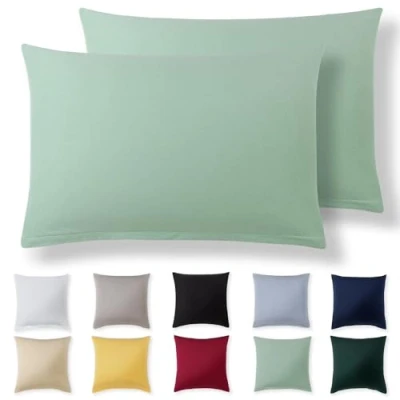 Immagine di Alreya Set di 2 Federe in 100% jersey cotone con chiusura lampo 50 x 80 cm Verde Estivo Federa Cuscino, Copricuscino Divano, super morbida 50x80