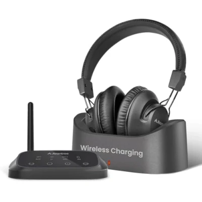 Immagine di Avantree HT5009 Plus Cuffie Wireless TV Bluetooth Per Anziani, Con Base E Trasmettitore, Lunga Portata, Bassa Latenza, Auricolari Televisione