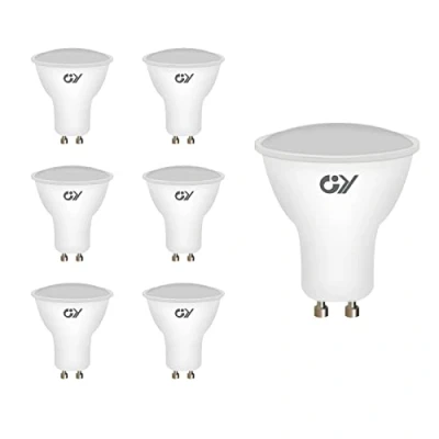 Immagine di GY 6 lampadine LED GU10, 8 W (80 equivalenti), 800 lumen, 6500 K bianco freddo, utilizzabili per illuminazione wide flood integrata, certificato CE, non dimmerabile