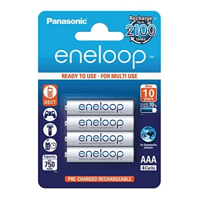 Immagine di Panasonic Eneloop Blister con 4 Batterie Ministilo AAA Ricaricabili, Argento