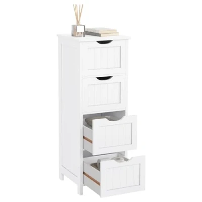 Immagine di WOLTU BZS07ws Mensole Doccia Scaffale D&#039;angolo Bagno Portaoggetti Camera da Letto Portasciugamani Comodino Organizzatore Mobiletto con 4 Cassetti