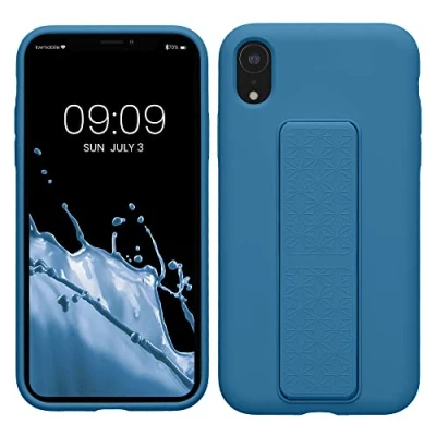 Immagine di kwmobile 1x Custodia Compatibile con Apple iPhone XR Cover Supporto Dita Back Case per Smartphone Protezione Gommata Blu Indaco