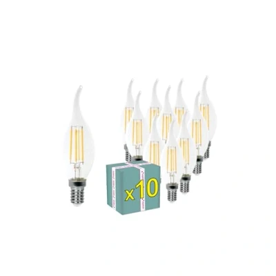 Immagine di Superia Lampadine a filamento LED FIAMMA TRASPARENTE OVERCLASSIC 5W Equivalenti 40W, 550LM, LUCE CALDA, Attacco E14, Stile Vintage Retrò, Non Dimmerabile, Pacco da 10