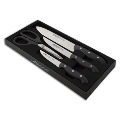 Immagine di Arcos Series Maitre Set Coltelli 4 Pezzi (3 + 1 Forbice) Lama Nitrum Acciaio Inox Manico in Polipropilene