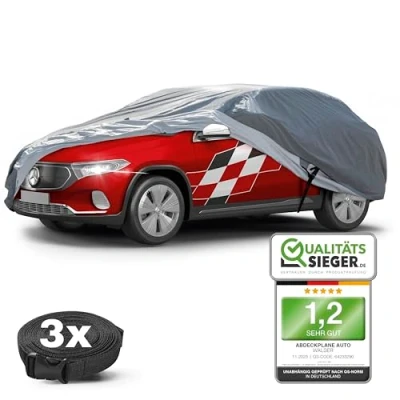Immagine di Walser telo copriauto da esterno Premium All Weather Plus SUV, rivestito in PVC, coperture per auto, resistente ai raggi UV, garage completo impermeabile M grigio ca. 460x175x145cm