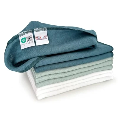 Immagine di Makian Mussole Neonato 40x40cm Cotone 100% Teli in Mussola Qualità Premium Conf. da 9, Testati OEKO TEX® Standard 100 (Patina, Menta, Bianco)