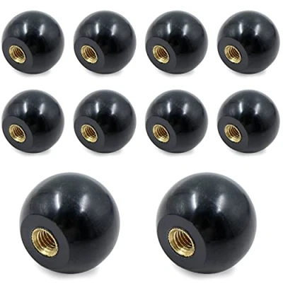 Immagine di Manopola A Leva sferica Pomello 10 Pezzi Del Cambio Con Sfera in Bachelite Rotonda, dado Vite Rame incorporato, nera M6 * 25 Sostituzione della macchina utensile