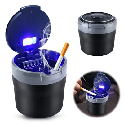 Immagine di Auto Posacenere con Luce LED Blu, Portabicchieri Coperchio Universale per er Viaggi All&#039;aperto, Uso Domestico