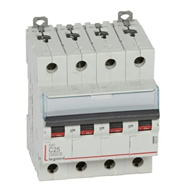 Immagine di Legrand 407930E, interruttore automatico magnetico termico, 4P, 25A, curva C, 10 kA, 4 moduli, DX3