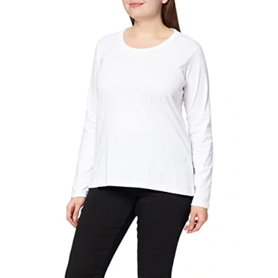 Immagine di Berydale Maglietta a maniche lunghe con scollo rotondo in 100% cotone, Donna, Bianco (confezione da 3), M