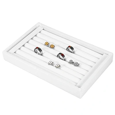 Immagine di TMISHION Anelli Scatola portaoggetti, Vassoio portaoggetti portafedi Porta Velluto a Fessura, 4 Colori 7 posti Auto Possono Contenere 50 70(Bianco)