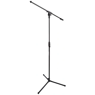 Immagine di Amazon Basics Asta Supporto Porta Microfono con Treppiedi, Fino a 218 cm, Inclinabile e Regolabile, Acciaio Ultraleggero, Trasportabile, Compatibile Adattatore da 95 mm 160 mm, Nero