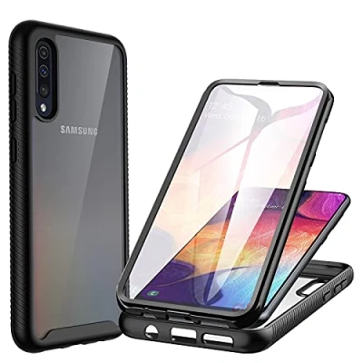 Immagine di CENHUFO Cover Samsung A50 / A30s, Custodia A50/A30s Antiurto 360 Gradi con Protezione Schermo Integrata Rugged Trasparente Case Fronte Retro Doppia per Galaxy A50/A30s,Nero