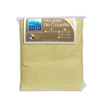 Immagine di Nuit des Vosges 2105537 Cotoval Copripiumino Matrimoniale cotone in tinta unita Beige 220 x 240 cm