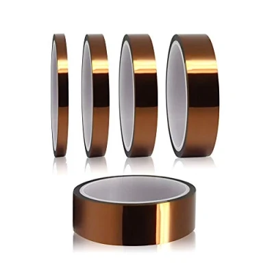 Immagine di YIXISI 5 pezzi Polyimide Tape Nastro, Nastro Adesivo Resistente al Calore con in Silicone, per la Mascheratura, Schede di sublimazione e Isolamento (3/6/8/12/25 mm x 33m)