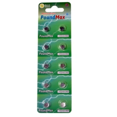 Immagine di 10 batterie alcaline a bottone AG4 376/377 LR66 SR626 SR626SW 1,5 V PoundMax