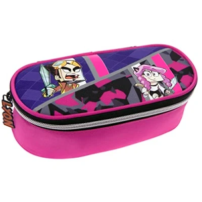 Immagine di LYON GAMER Astuccio Scuola Ovale Organizzato, con Divisori Interni e Passanti Elastici Porta Cancelleria Portapenne Bambino Bambina Ideale per Medie Elementari, 22x7Hx9,5 cm